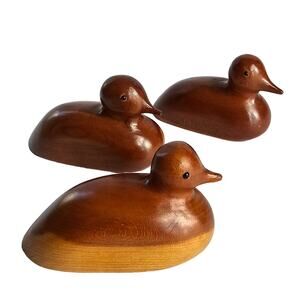 Vintage Wooden Ducks Miniature Carved Outdoorcore Huntercore Naturecore Set of 3